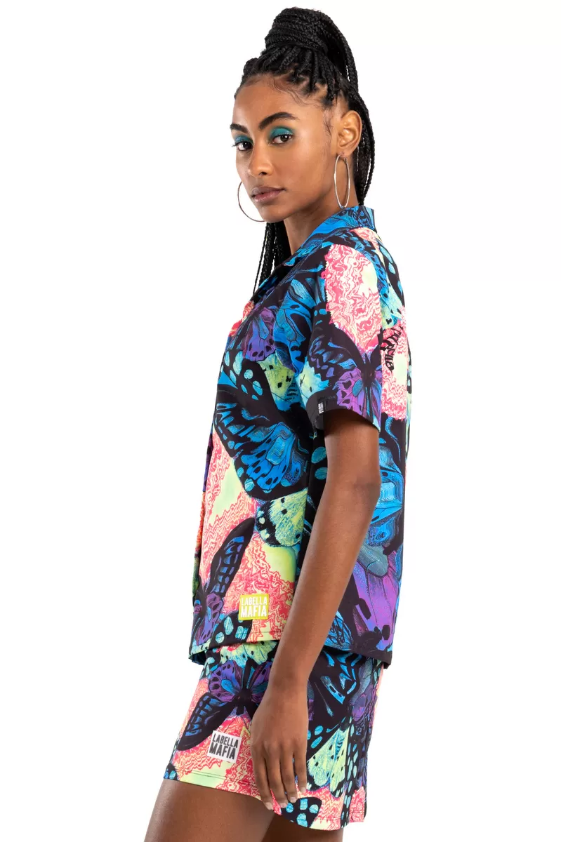 Labellamafia - Labellamafia Printed Trippin Shirt - 26205 Labellamafia - Labellamafia Printed Trippin Shirt - 26205