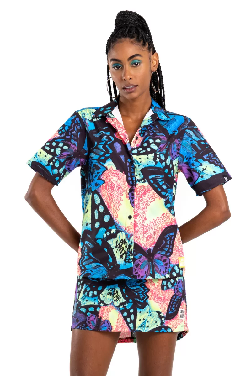 Labellamafia - Labellamafia Printed Trippin Shirt - 26205 Labellamafia - Labellamafia Printed Trippin Shirt - 26205
