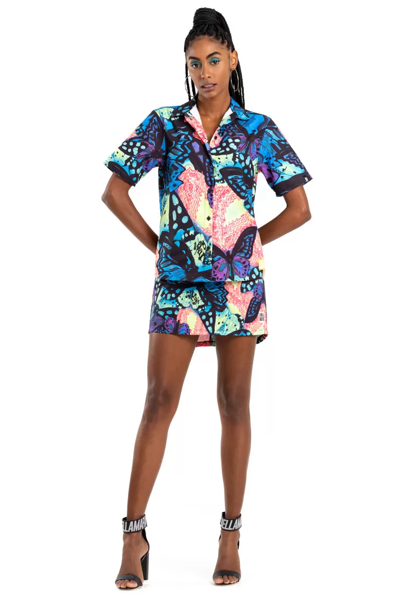 Labellamafia - Labellamafia Printed Trippin Shirt - 26205 Labellamafia - Labellamafia Printed Trippin Shirt - 26205