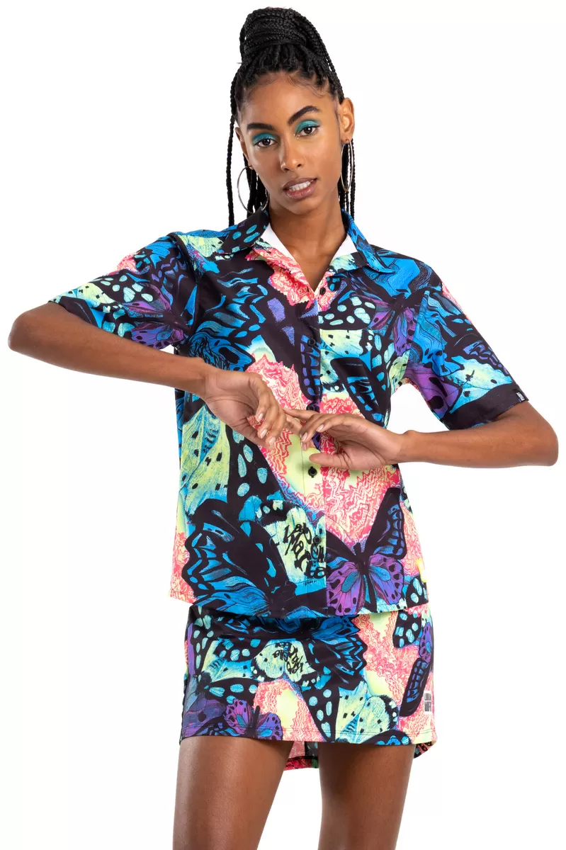 Labellamafia - Labellamafia Printed Trippin Shirt - 26205 Labellamafia - Labellamafia Printed Trippin Shirt - 26205