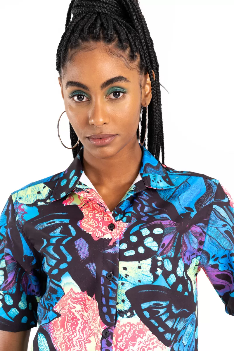 Labellamafia - Labellamafia Printed Trippin Shirt - 26205 Labellamafia - Labellamafia Printed Trippin Shirt - 26205