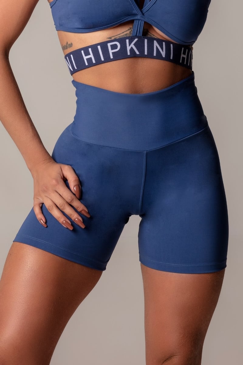 Hipkini - Blue Walk Fitness Shorts with crossed strips at the waistband - 3339536 Hipkini - Blue Walk Fitness Shorts with crossed strips at the waistband - 3339536
