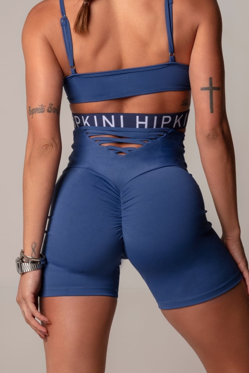 Hipkini - Blue Walk Fitness Shorts with crossed strips at the waistband - 3339536