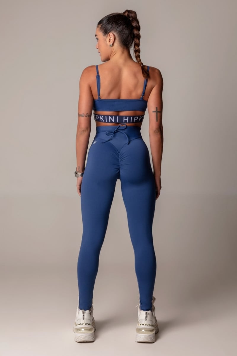 Hipkini - Leggings Walk Fitness Blue Folded With Tie - 3339535