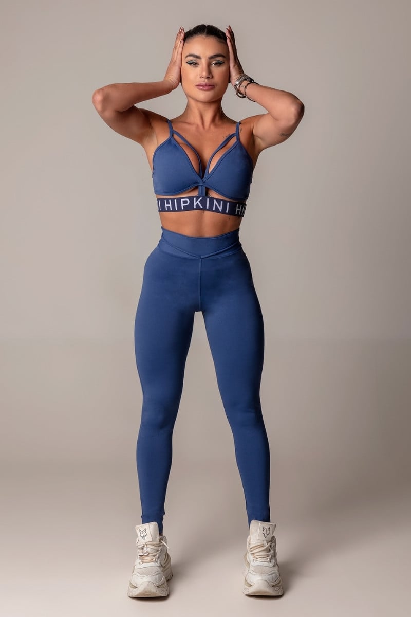 Hipkini - Leggings Walk Fitness Blue Folded With Tie - 3339535