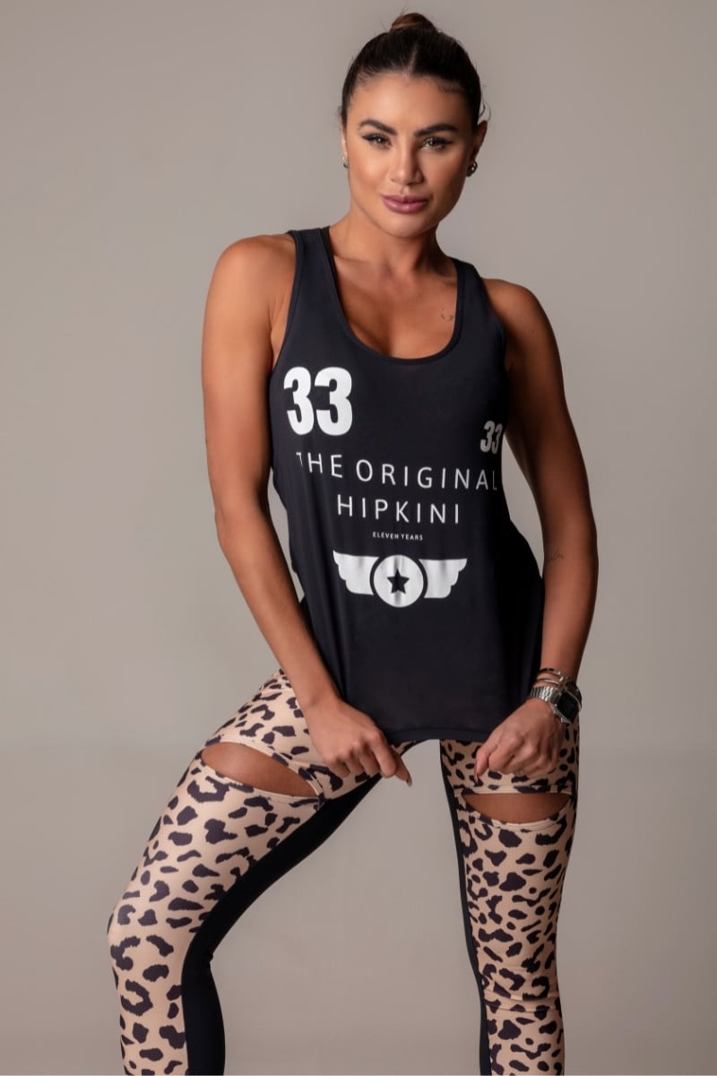 Hipkini - Large Walk Fitness T-Shirt Black with White Silk - 3339546 Hipkini - Large Walk Fitness T-Shirt Black with White Silk - 3339546