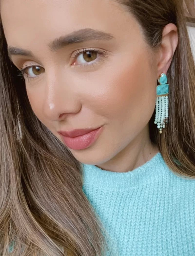 Mikabe - Tourmaline Fusion Earring with Turquoise Stone Tassel - MK1275 Mikabe - Tourmaline Fusion Earring with Turquoise Stone Tassel - MK1275