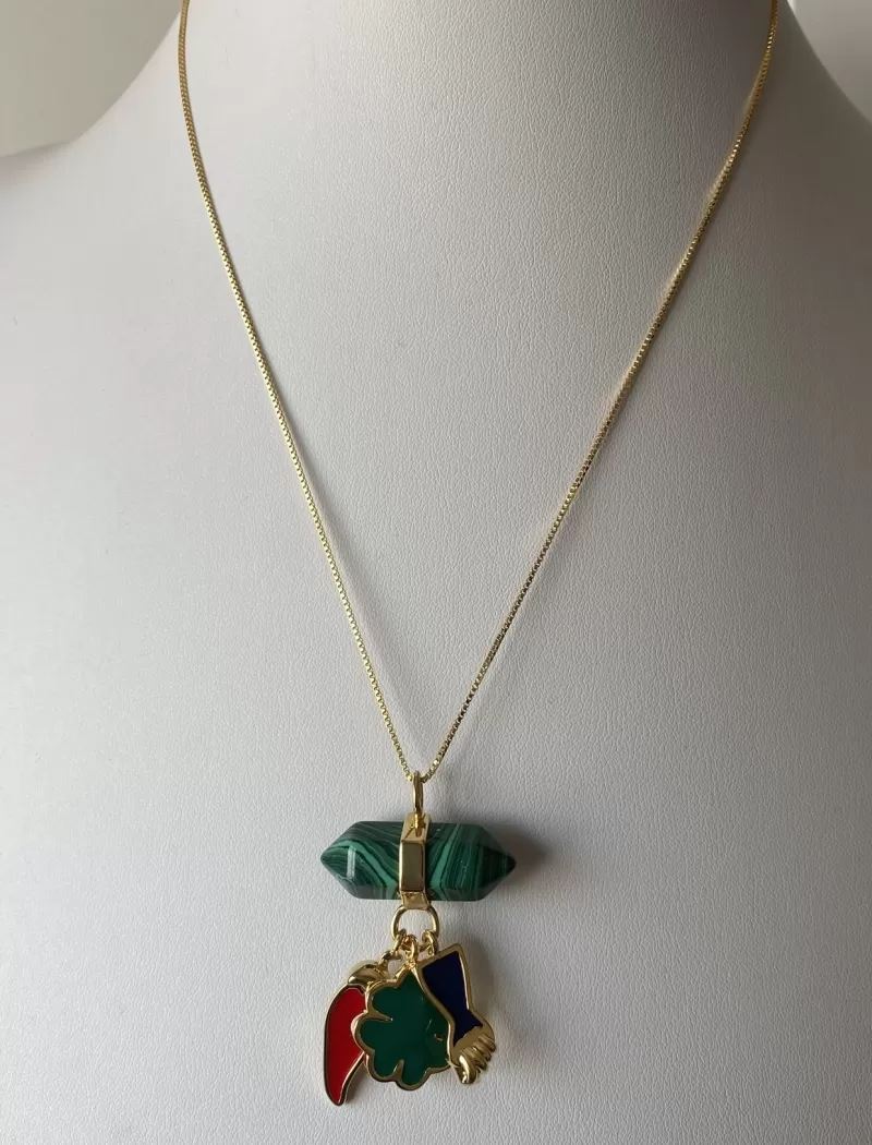 Mikabe - Malachite Necklace Amulet - MK1278