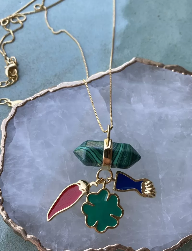Mikabe - Malachite Necklace Amulet - MK1278