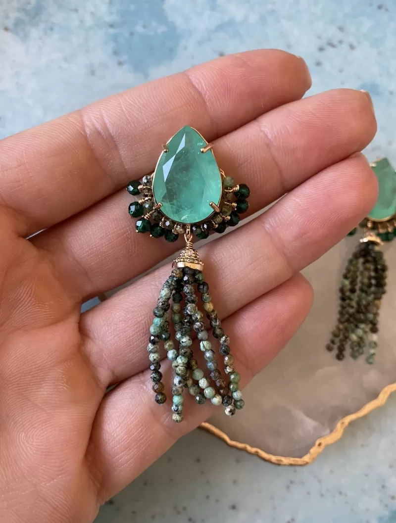 Mikabe - Earring Turquoise Rain and Tourmaline Fusion - MK1285 Mikabe - Earring Turquoise Rain and Tourmaline Fusion - MK1285