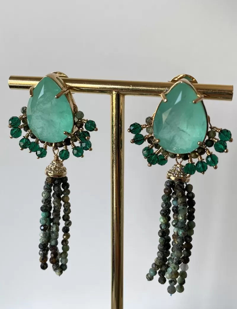 Mikabe - Earring Turquoise Rain and Tourmaline Fusion - MK1285 Mikabe - Earring Turquoise Rain and Tourmaline Fusion - MK1285