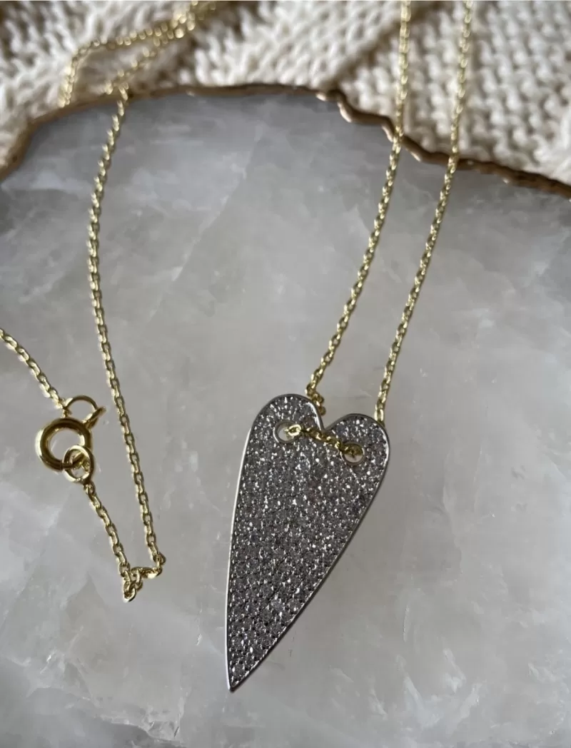Mikabe - Long Heart Necklace Studded - MK1287