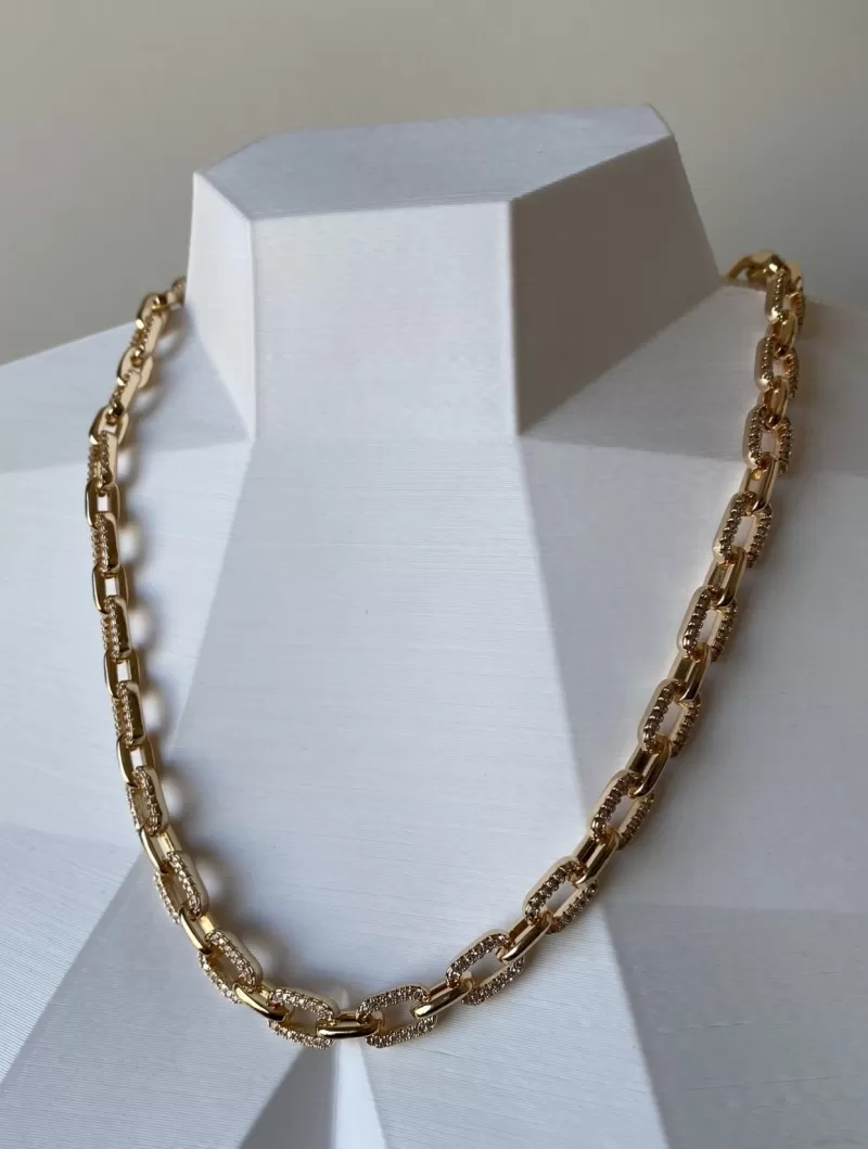 Mikabe - Necklace Gold Studded Rectangular Links - MK1293