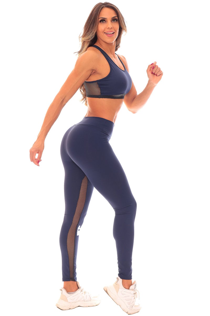 Garotafit - Fitness Set Top and Pants Dublin Navy Blue - FCS237L