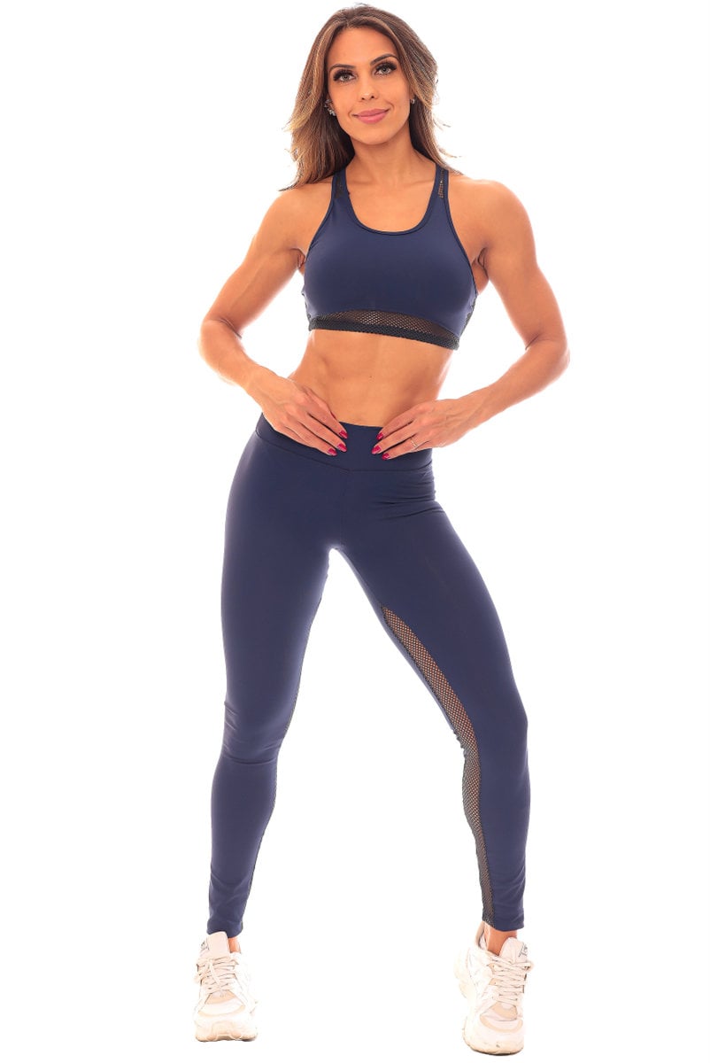 Garotafit - Fitness Set Top and Pants Dublin Navy Blue - FCS237L