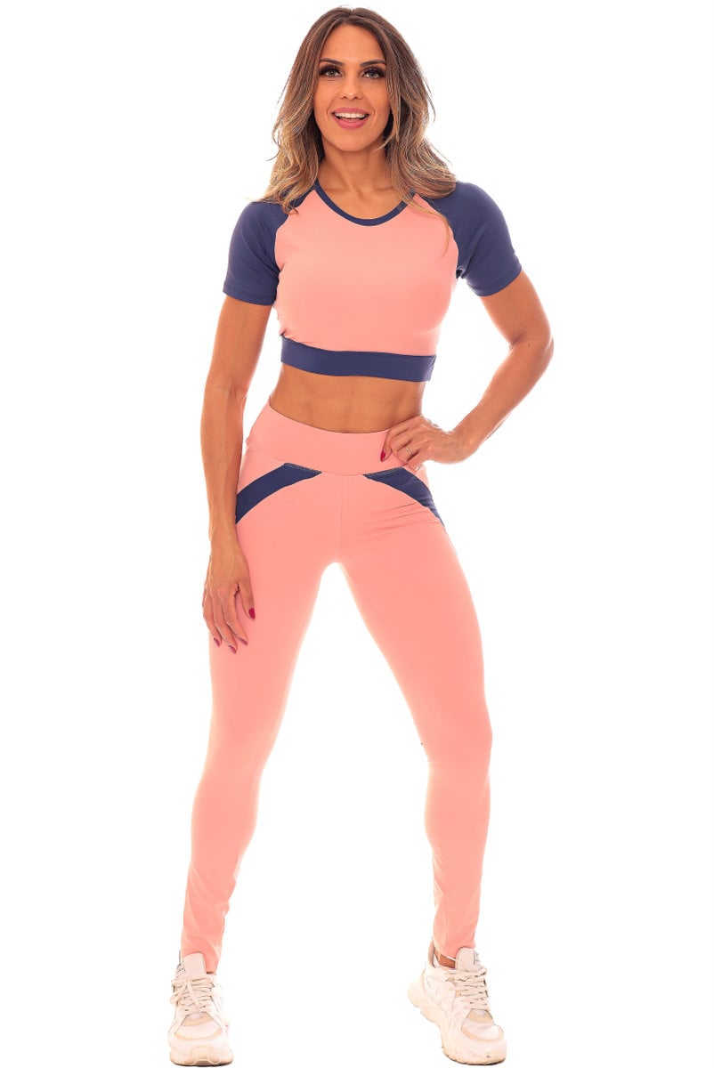 Garotafit - Fitness Set Top and Pants San Marino Pink - FCS248D