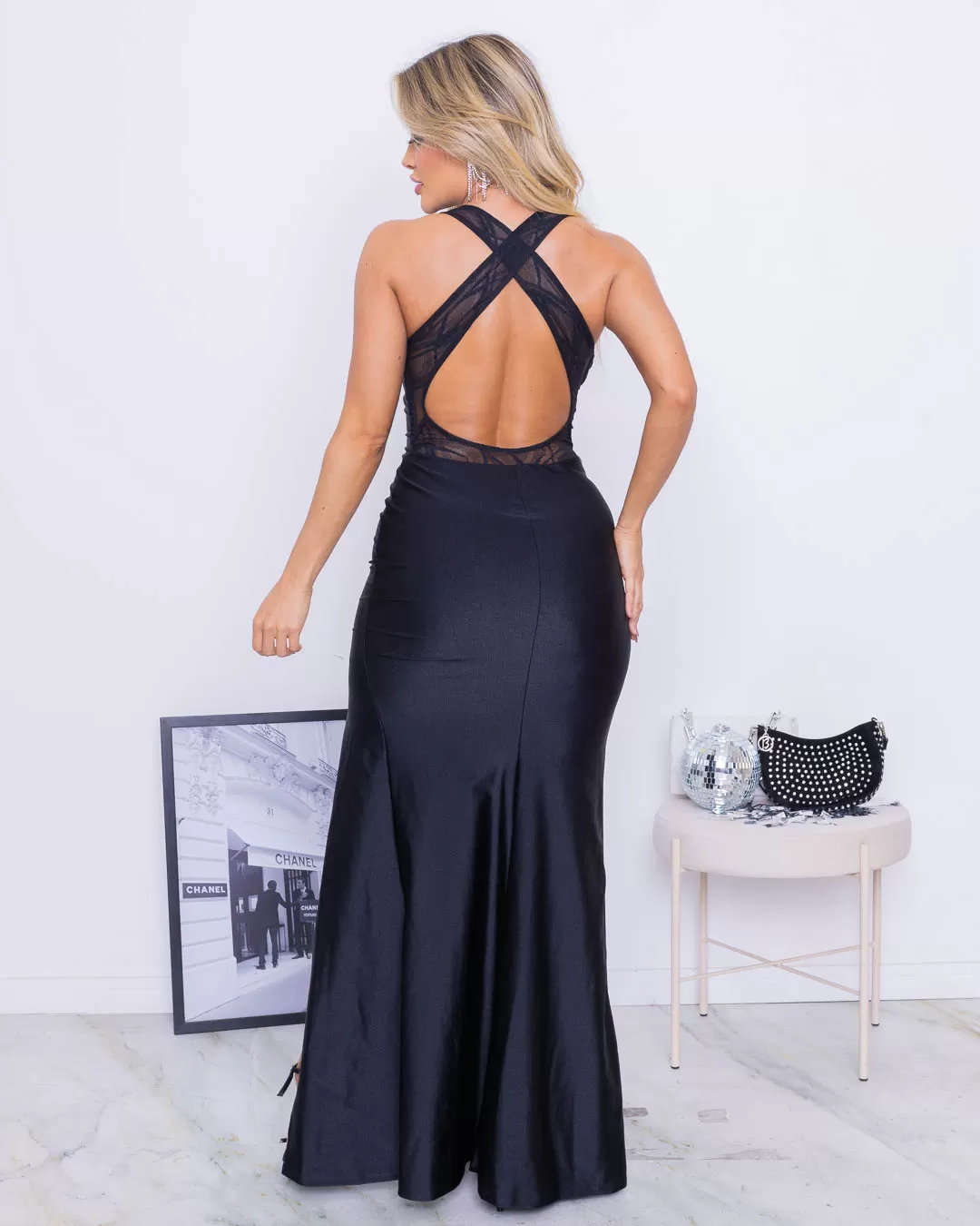 Miss Misses - Dress Miss Misses Long Cirre Neckline Glow Black - 18981001