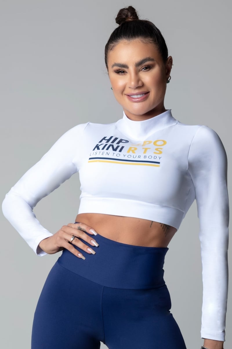 Hipkini - Top Hi Gorgeous Fitness White Long Sleeve - 3339552