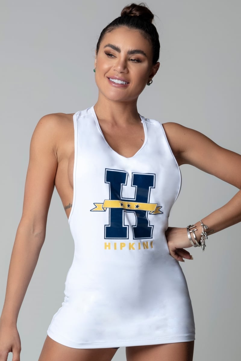 Hipkini - Large T-Shirt Hi Gorgeous Fitness White Elastic in the Back - 3339555