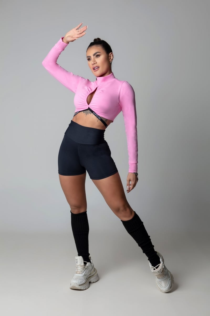 Hipkini - Black Hi Gorgeous Fitness Shorts with Straps at the Waistband - 3339561 Hipkini - Black Hi Gorgeous Fitness Shorts with Straps at the Waistband - 3339561