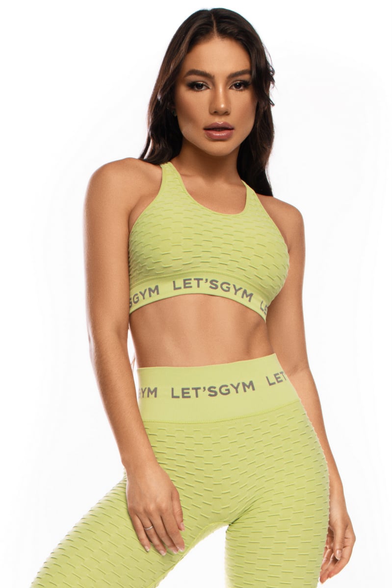 Lets Gym - Top Seamless Brocade Lime Green - 1256FLM Lets Gym - Top Seamless Brocade Lime Green - 1256FLM