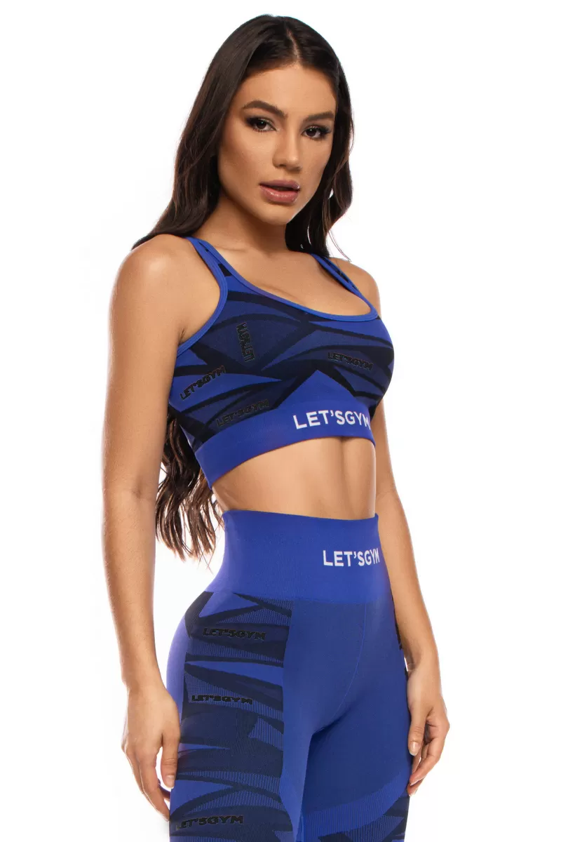 Lets Gym - Top Seamless Logomania Royal Blue - 1686AZR Lets Gym - Top Seamless Logomania Royal Blue - 1686AZR