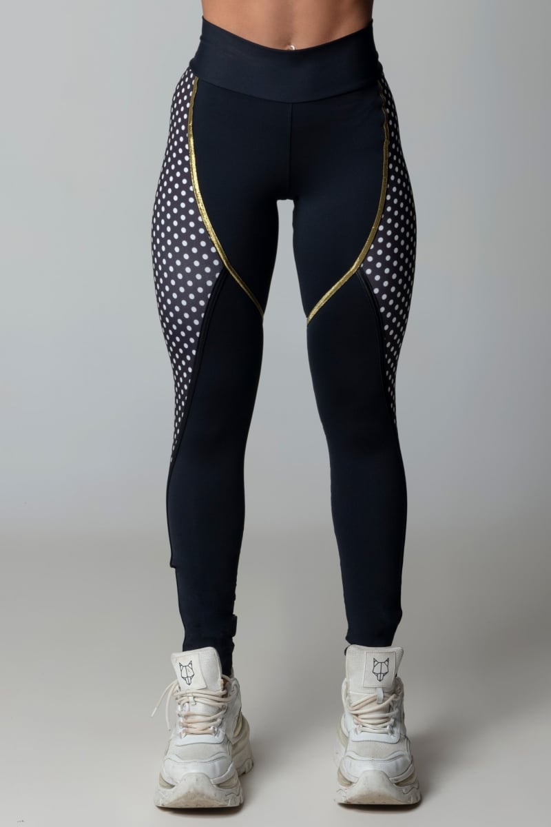 Hipkini - Hi Gorgeous Fitness Black Polka Dot Leggings - 3339577