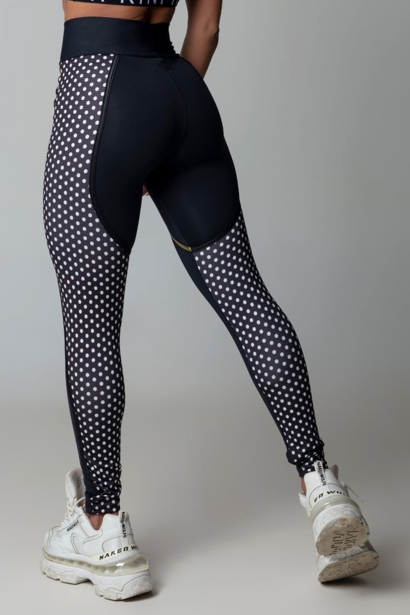 Hipkini - Hi Gorgeous Fitness Black Polka Dot Leggings - 3339577