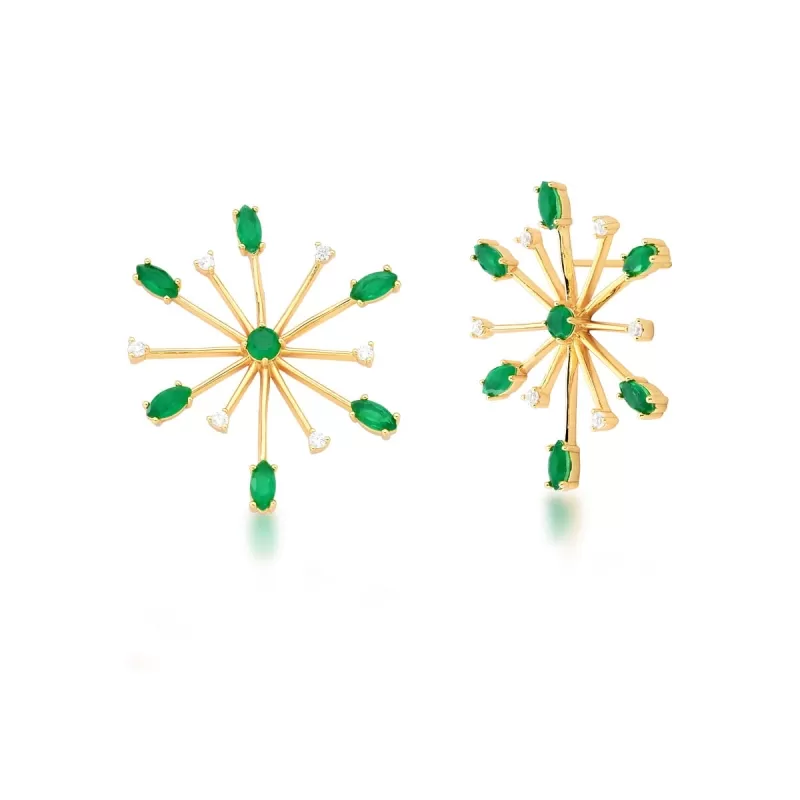 Mikabe - Earring Emerald Zirconia Flower - MK1344