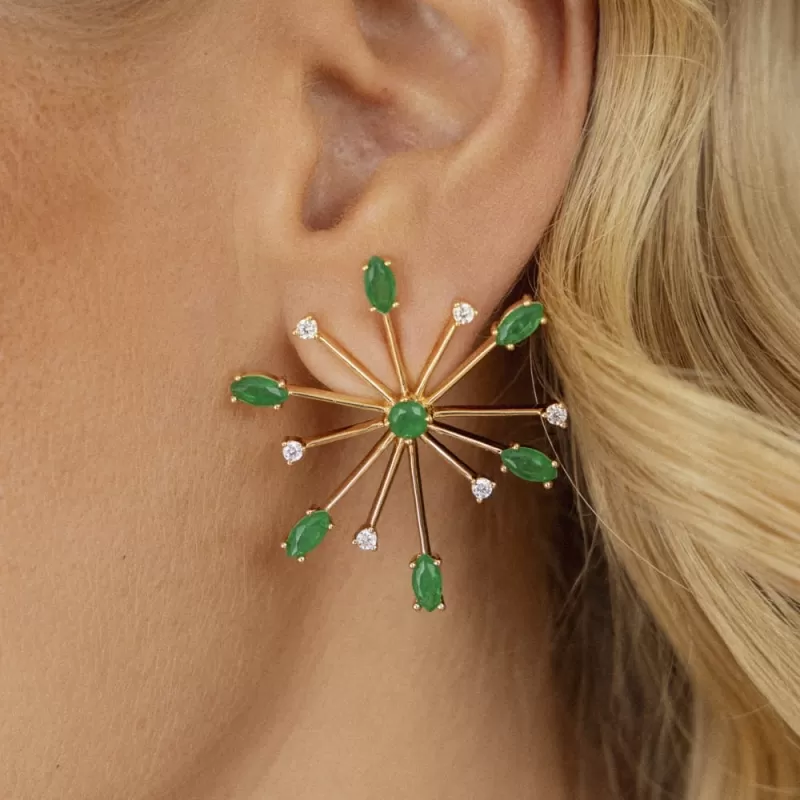 Mikabe - Earring Emerald Zirconia Flower - MK1344