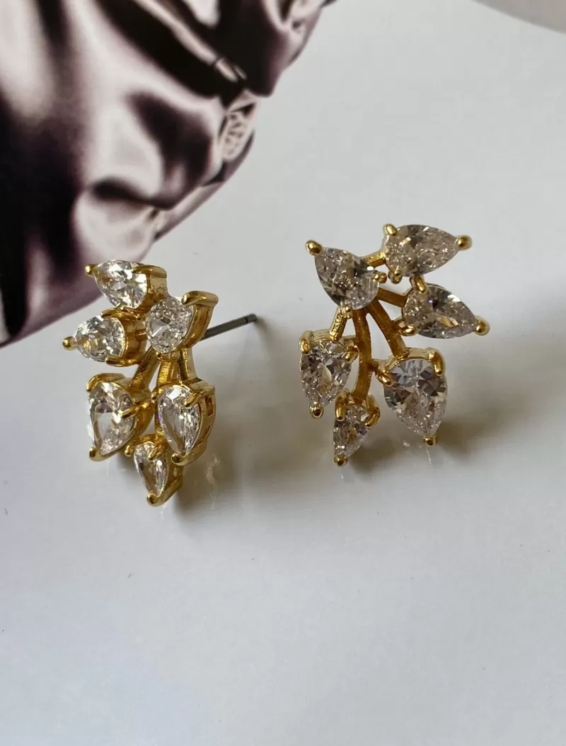 Mikabe - Earring Ear Cuff Drops Zirconia Gold - MK1352