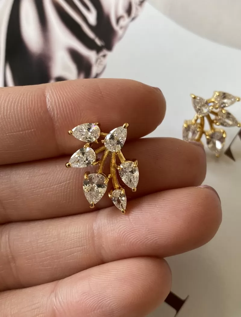 Mikabe - Earring Ear Cuff Drops Zirconia Gold - MK1352