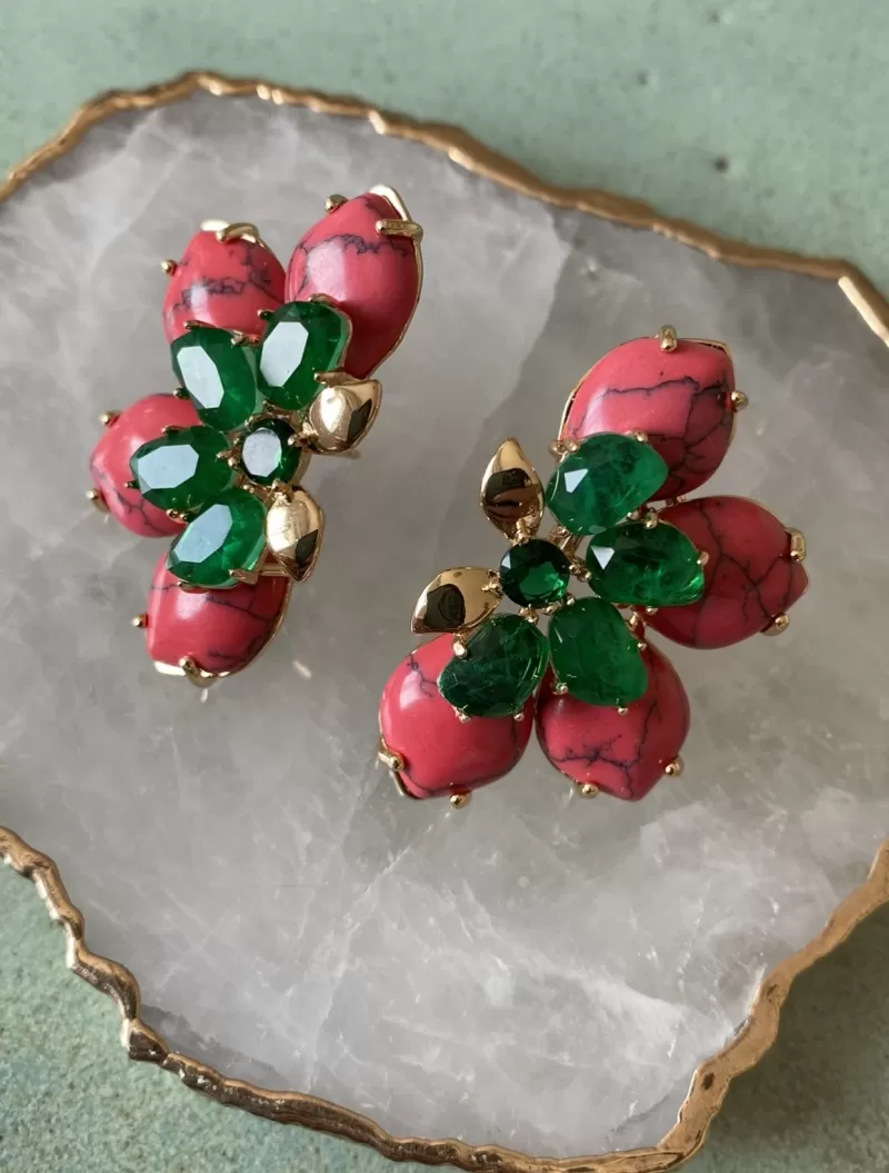 Mikabe - Earring Socks Emerald Fusion Flower - MK1359