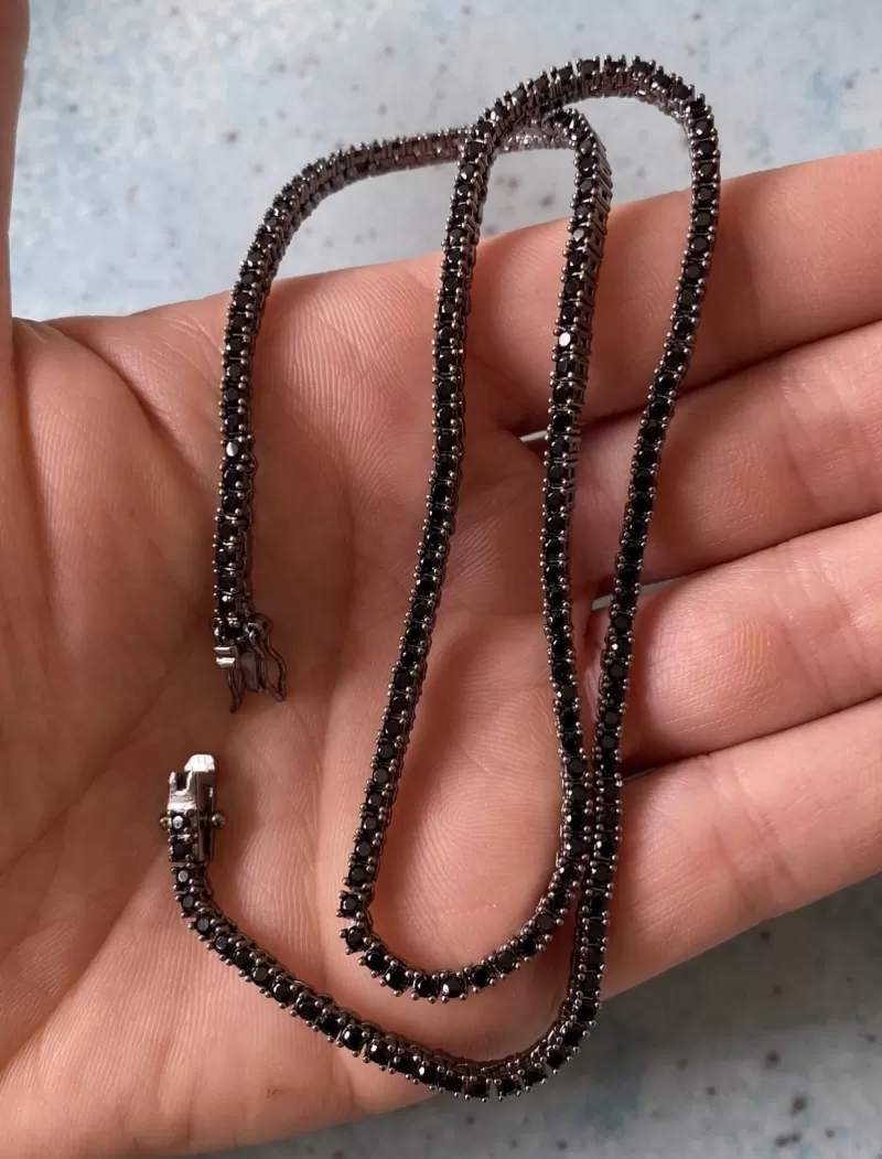 Mikabe - Necklace Riviera Rhodium and Black Zirconia - MK1361