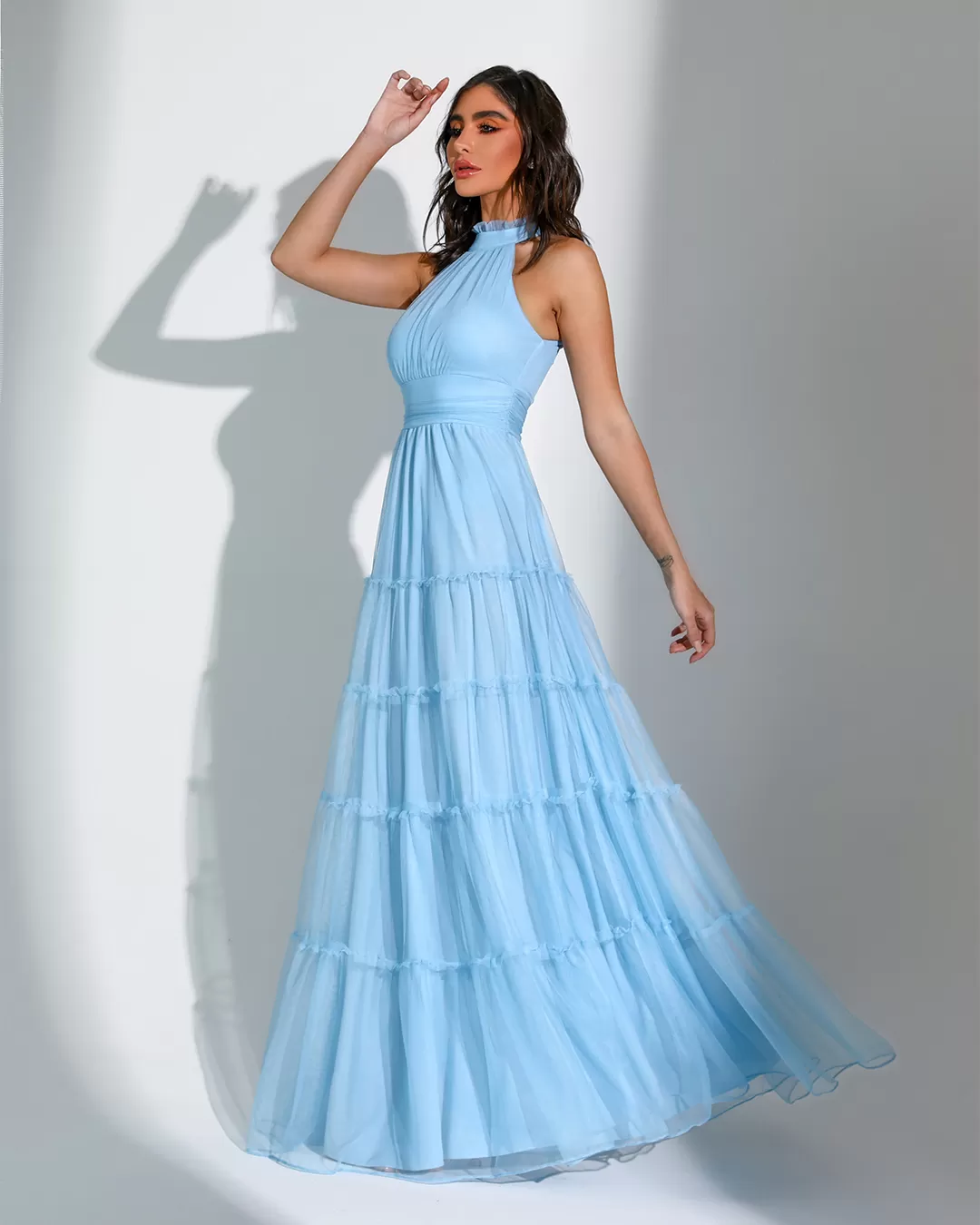 Dot Clothing - Dress Dot Clothing Long Turtleneck tulle Blue - 2513AZUL