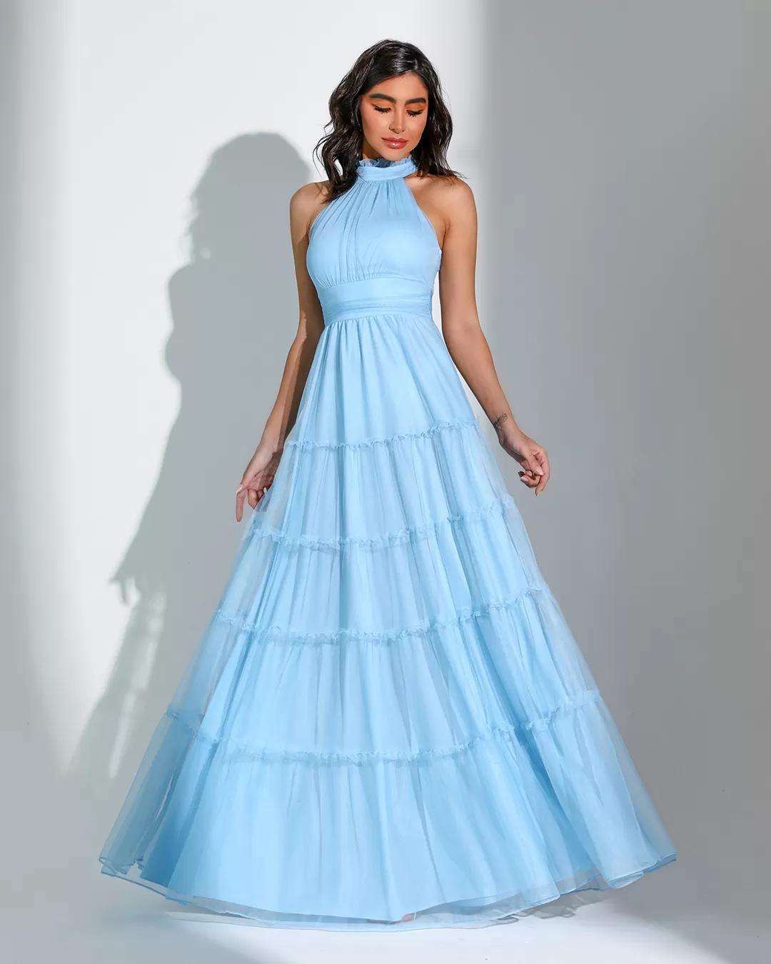 Dot Clothing - Dress Dot Clothing Long Turtleneck tulle Blue - 2513AZUL