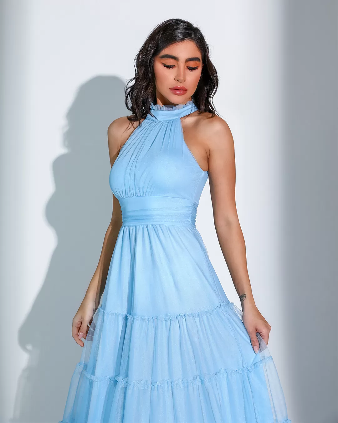 Dot Clothing - Dress Dot Clothing Long Turtleneck tulle Blue - 2513AZUL