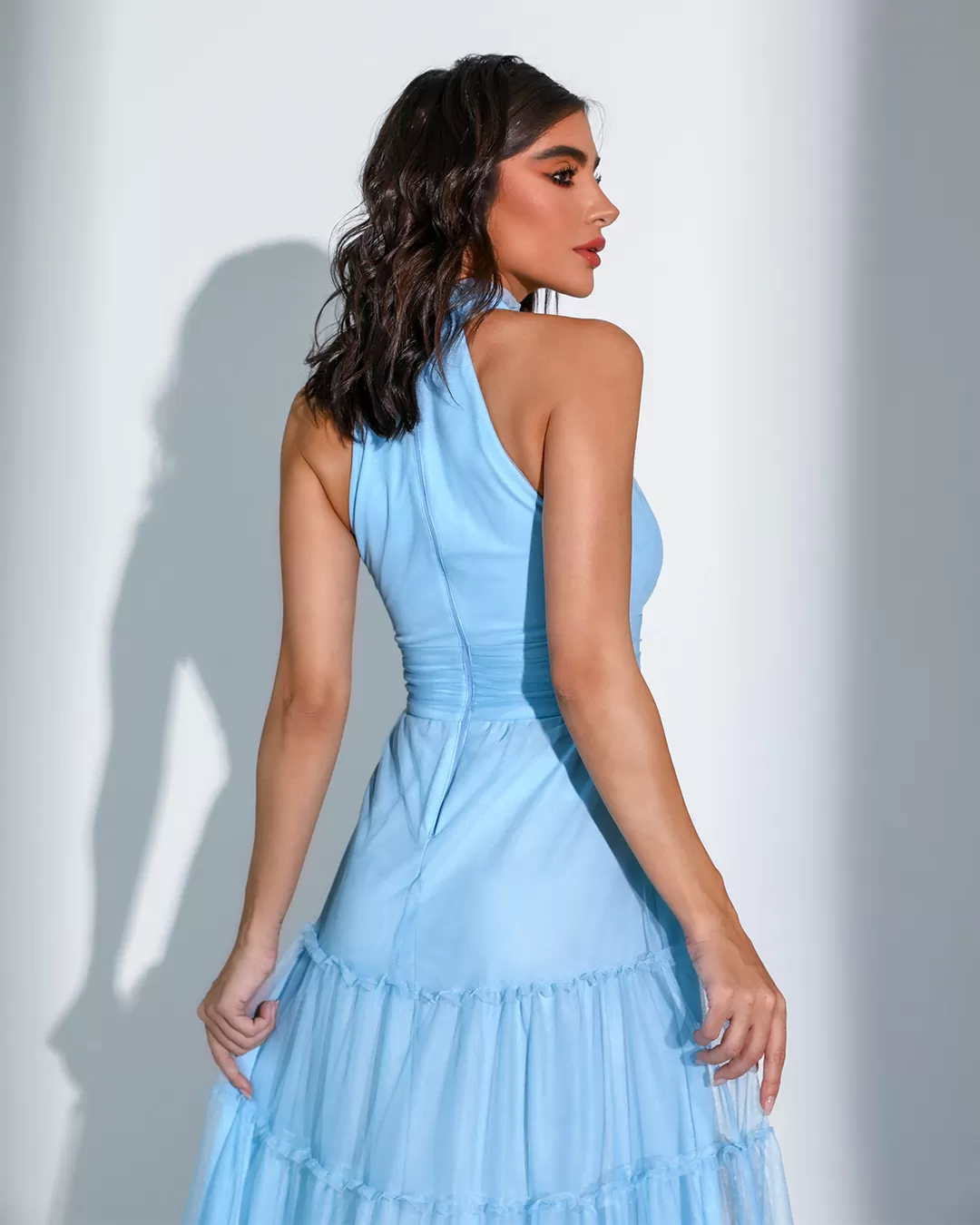 Dot Clothing - Dress Dot Clothing Long Turtleneck tulle Blue - 2513AZUL