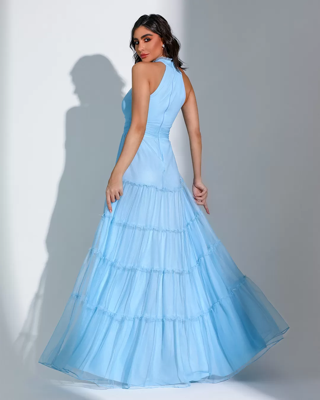 Dot Clothing - Dress Dot Clothing Long Turtleneck tulle Blue - 2513AZUL