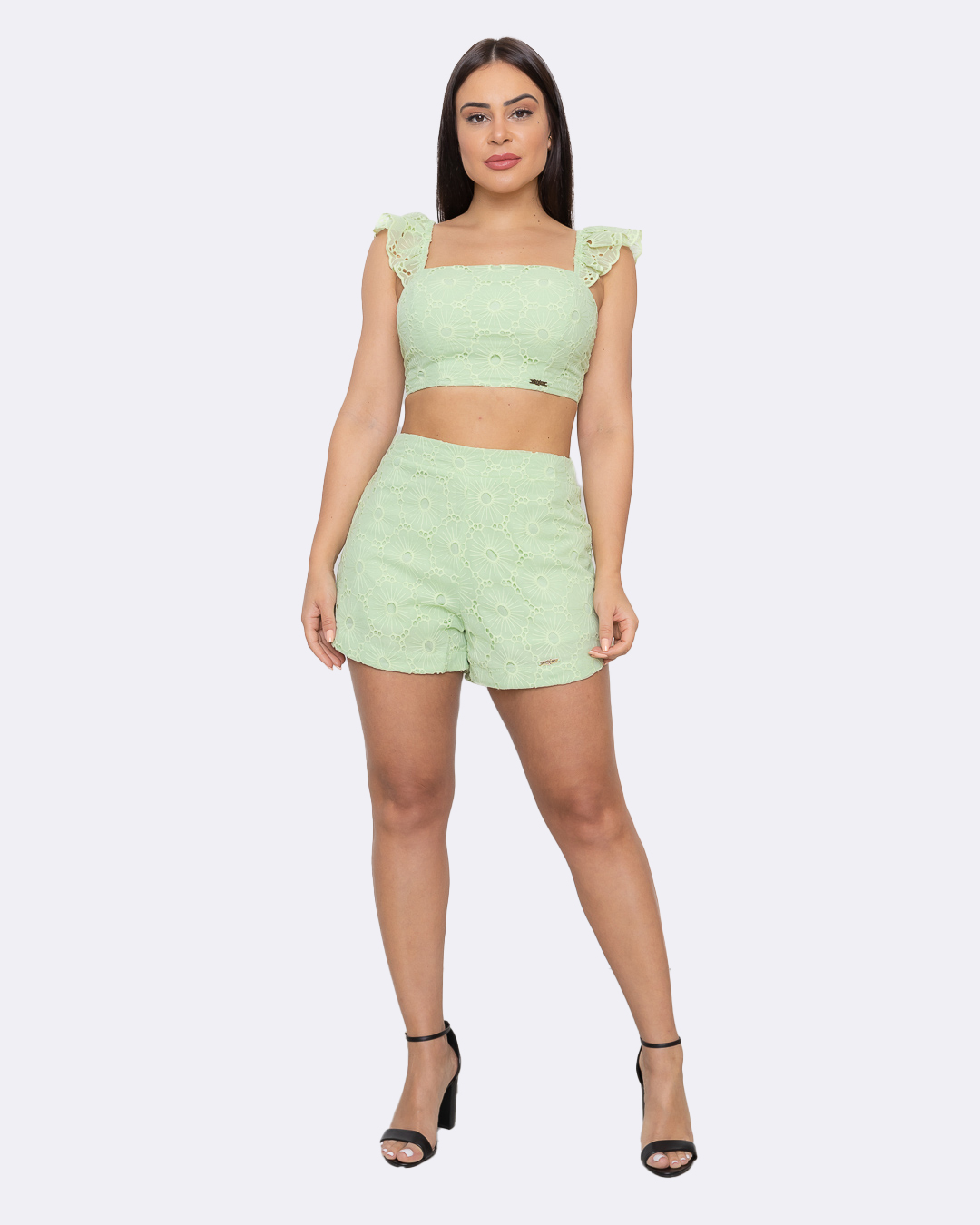 Oxigênio - Fitness Set Top and Pants Oxygen Laise Shorts and Cropped Green - 2149170VERD Oxigênio - Fitness Set Top and Pants Oxygen Laise Shorts and Cropped Green - 2149170VERD
