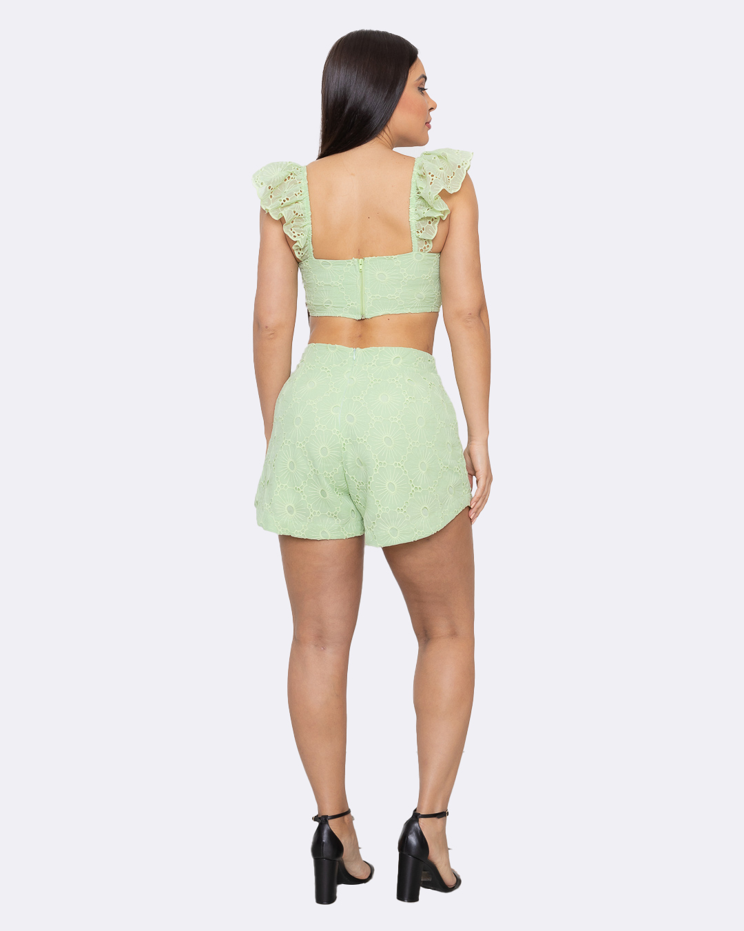 Oxigênio - Fitness Set Top and Pants Oxygen Laise Shorts and Cropped Green - 2149170VERD Oxigênio - Fitness Set Top and Pants Oxygen Laise Shorts and Cropped Green - 2149170VERD