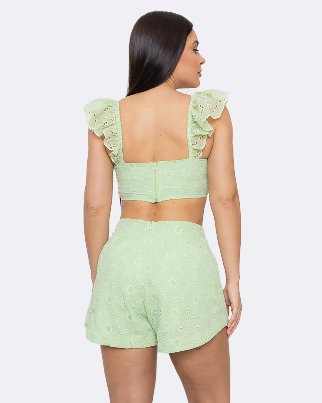 Oxigênio - Fitness Set Top and Pants Oxygen Laise Shorts and Cropped Green - 2149170VERD Oxigênio - Fitness Set Top and Pants Oxygen Laise Shorts and Cropped Green - 2149170VERD