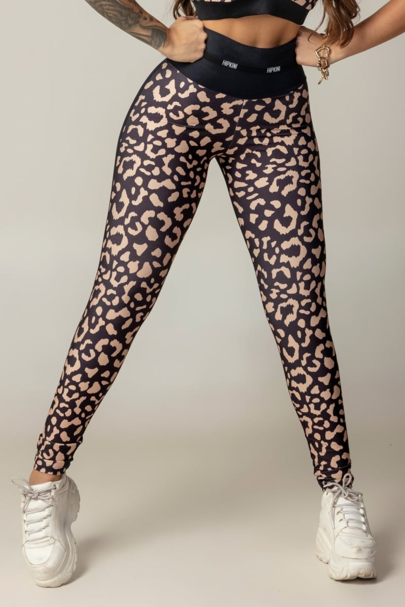 Hipkini - Leggings Game Fitness Black Animal Print and crossed strips in the waistband - 3339640