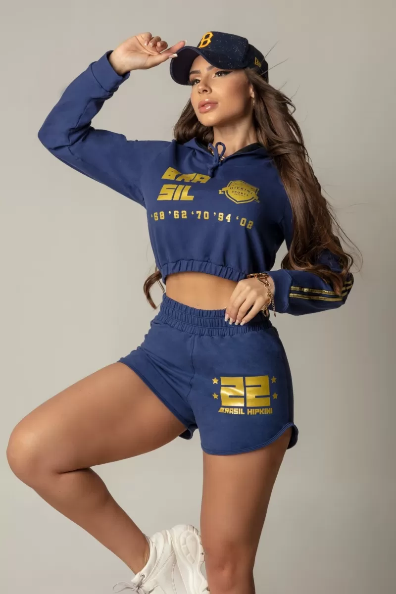 Hipkini - Game Fitness Blouse Blue Shorts - 3339646 Hipkini - Game Fitness Blouse Blue Shorts - 3339646