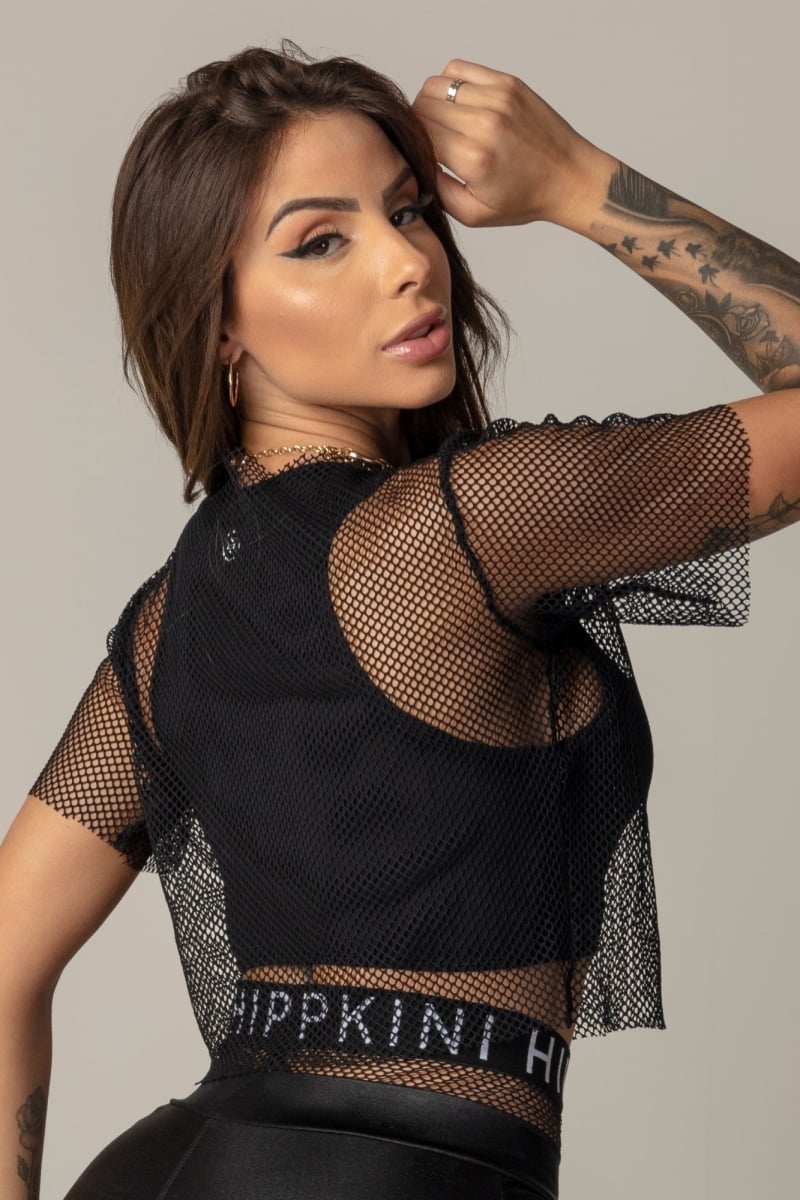 Hipkini - Black Game Fitness Top with mesh Overlay - 3339658