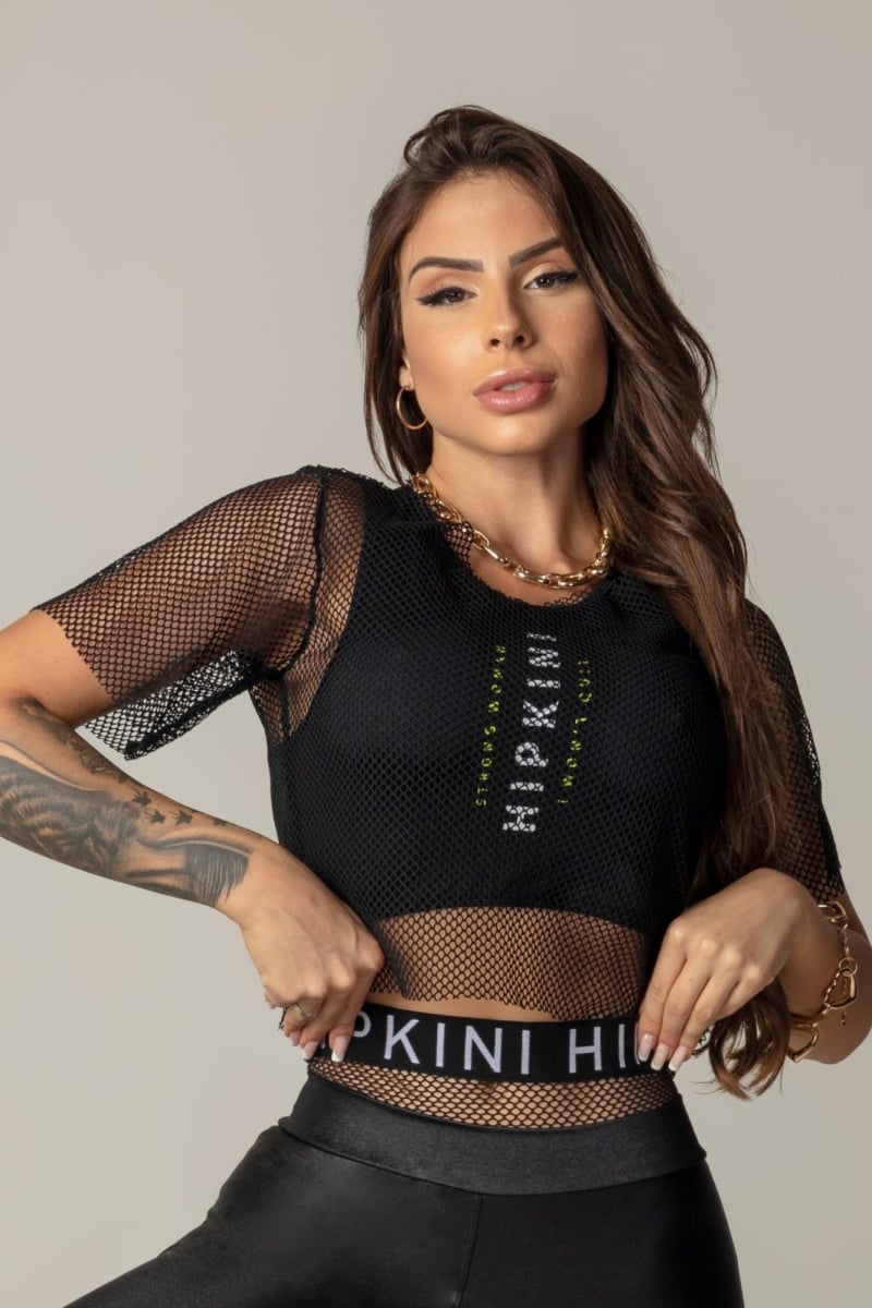 Hipkini - Black Game Fitness Top with mesh Overlay - 3339658