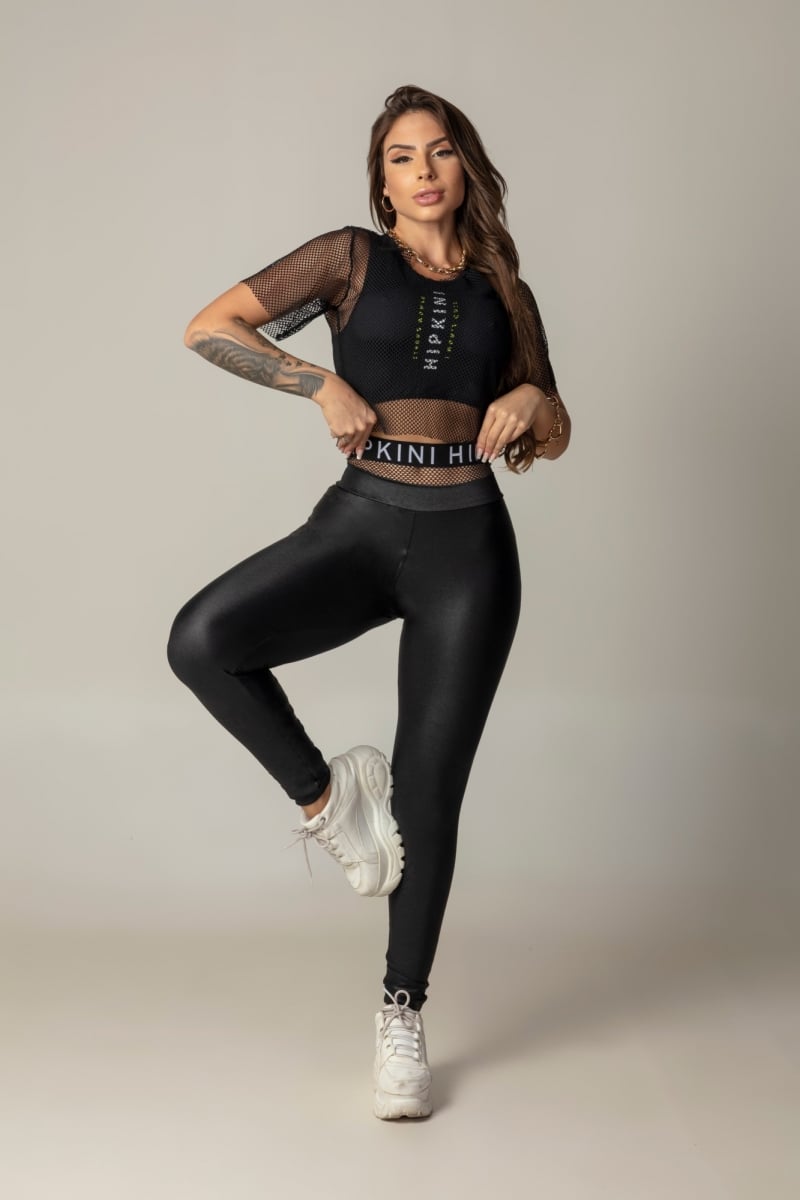 Hipkini - Black Game Fitness Top with mesh Overlay - 3339658