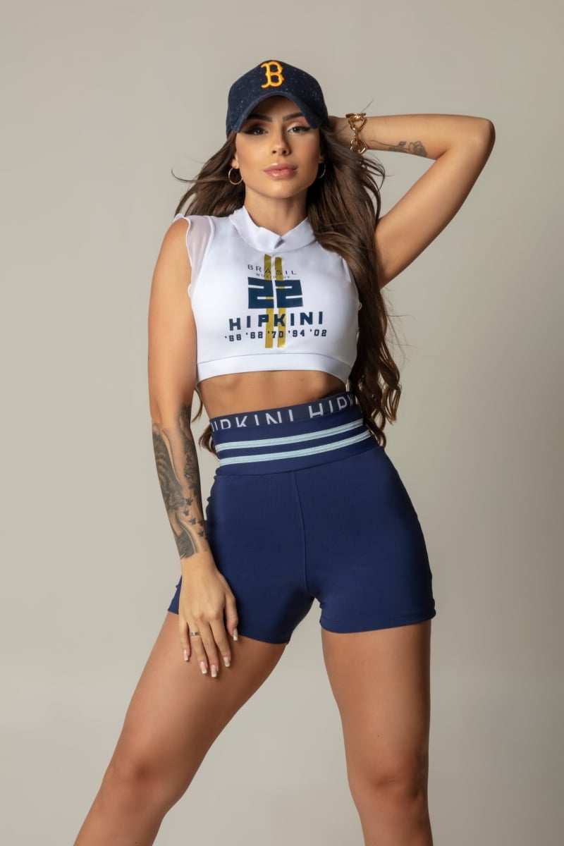 Hipkini - Blue Game Fitness Shorts with Elastic Overlay - 3339663 Hipkini - Blue Game Fitness Shorts with Elastic Overlay - 3339663