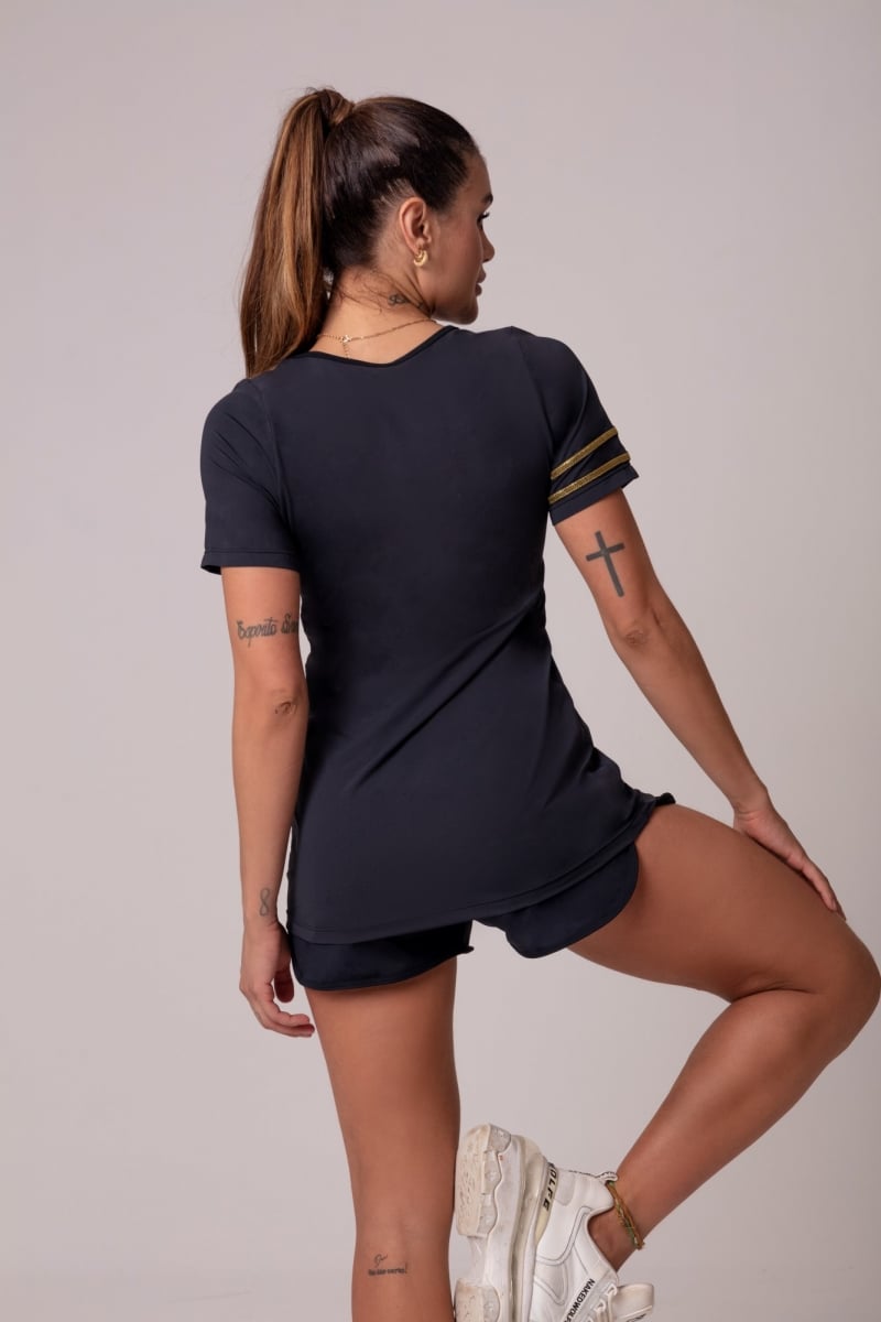 Hipkini - Large T-Shirt Luxury Fitness Black with Silk - 3339722 Hipkini - Large T-Shirt Luxury Fitness Black with Silk - 3339722