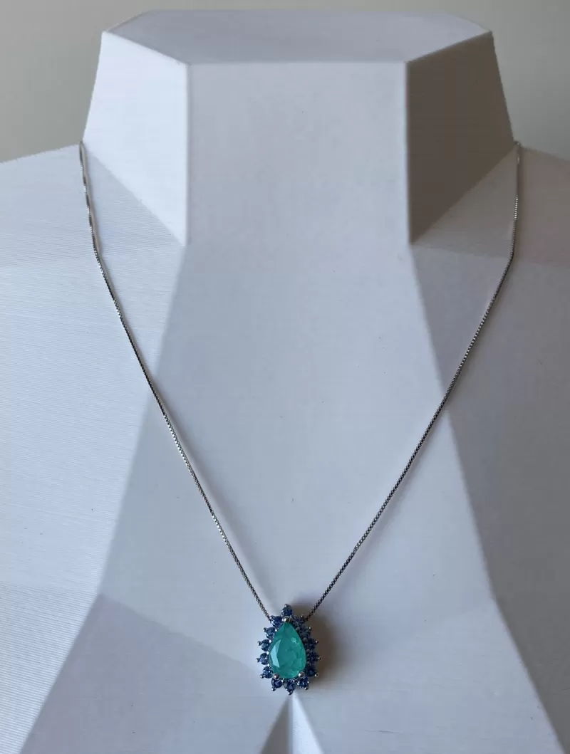 Mikabe - Necklace Drop Tourmaline Fusion and Blue Zirconia - MK1426 Mikabe - Necklace Drop Tourmaline Fusion and Blue Zirconia - MK1426